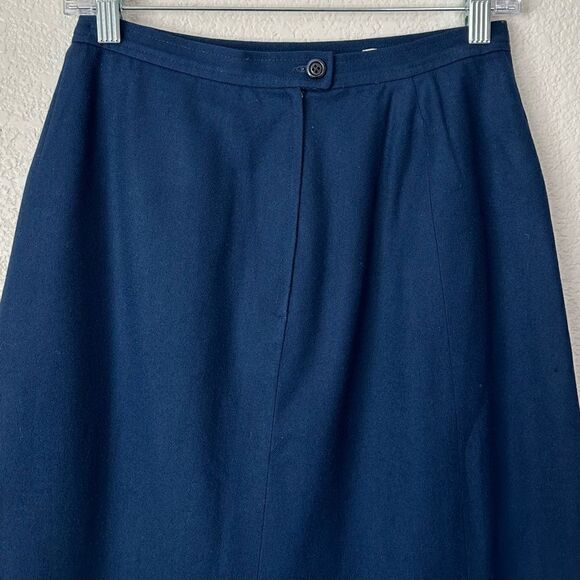 Young Pendleton 100% Virgin Wool Girls Navy Blue Midi Skirt - Picture 5 of 11